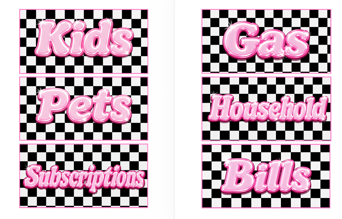 Pink Bubblegum Envelopes and  Dashboards- DIGITAL DOWNLOAD